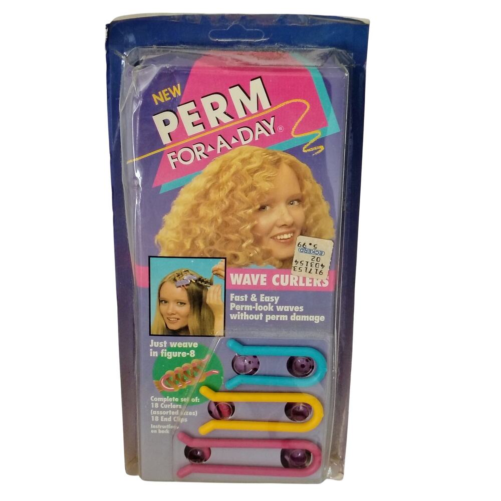 Perm For a Day Wave 18 Curlers Clips Rollers Styling 1999 VTG Y2k Heatless USA